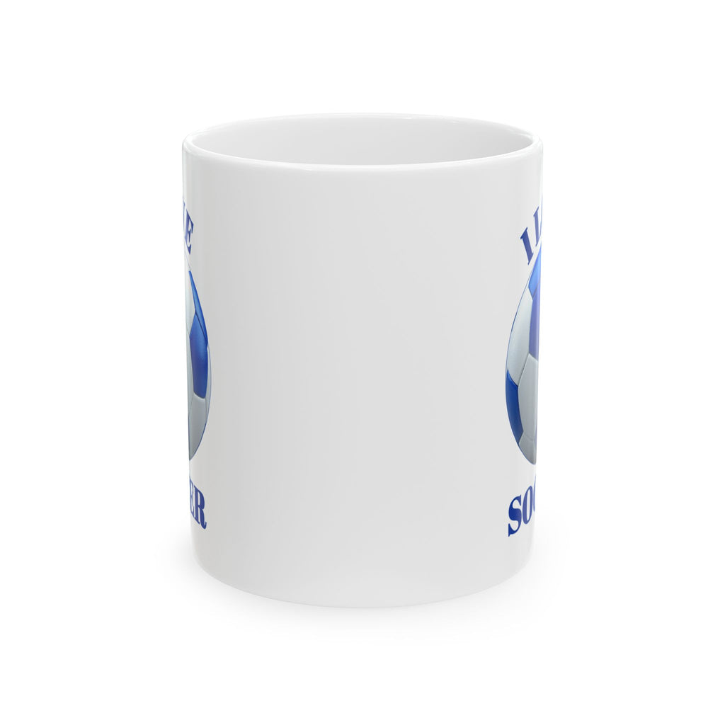 Soccer Mom Ceramic Mug — Blue Soccer Ball Coffee Cup (11oz & 15oz)